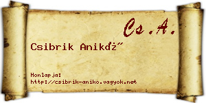 Csibrik Anikó névjegykártya